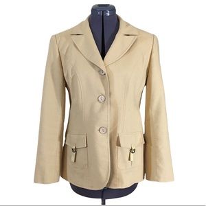 Studio Petites Vintage Camel Coloured Safari Linen Blazer Size 12P